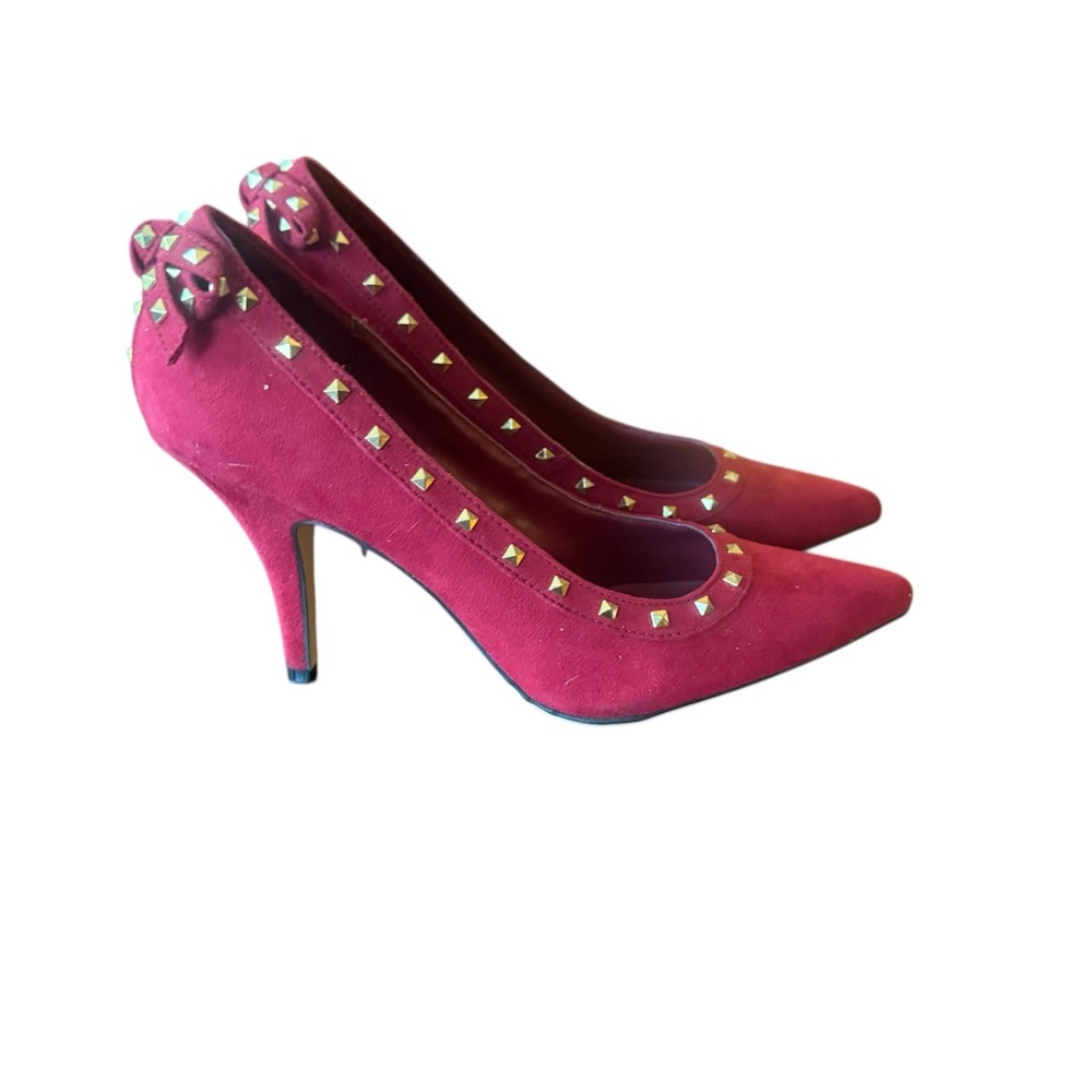Elegant Red Elle Studded Stiletto Heels